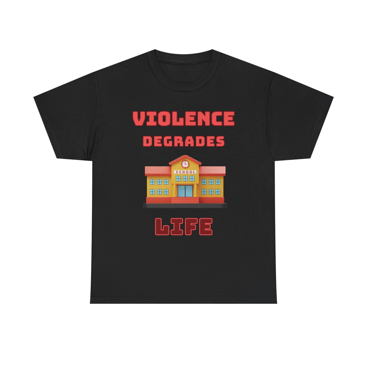 Camiseta de algodón gráfica en 8 colores: «La violencia degrada la vida»
