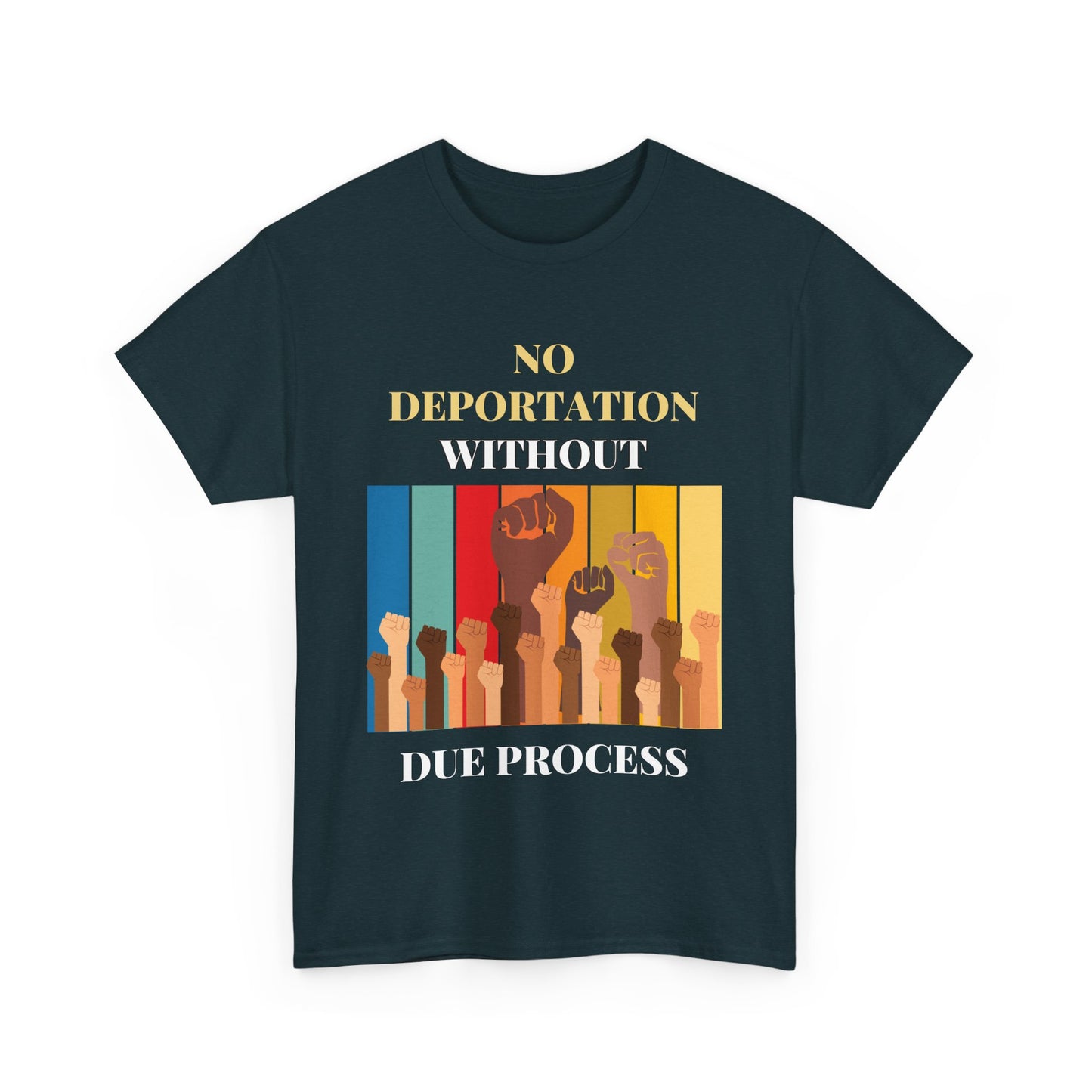 Cotton T-Shirt - "No Deportation Without Due Process" 12 Color Choices