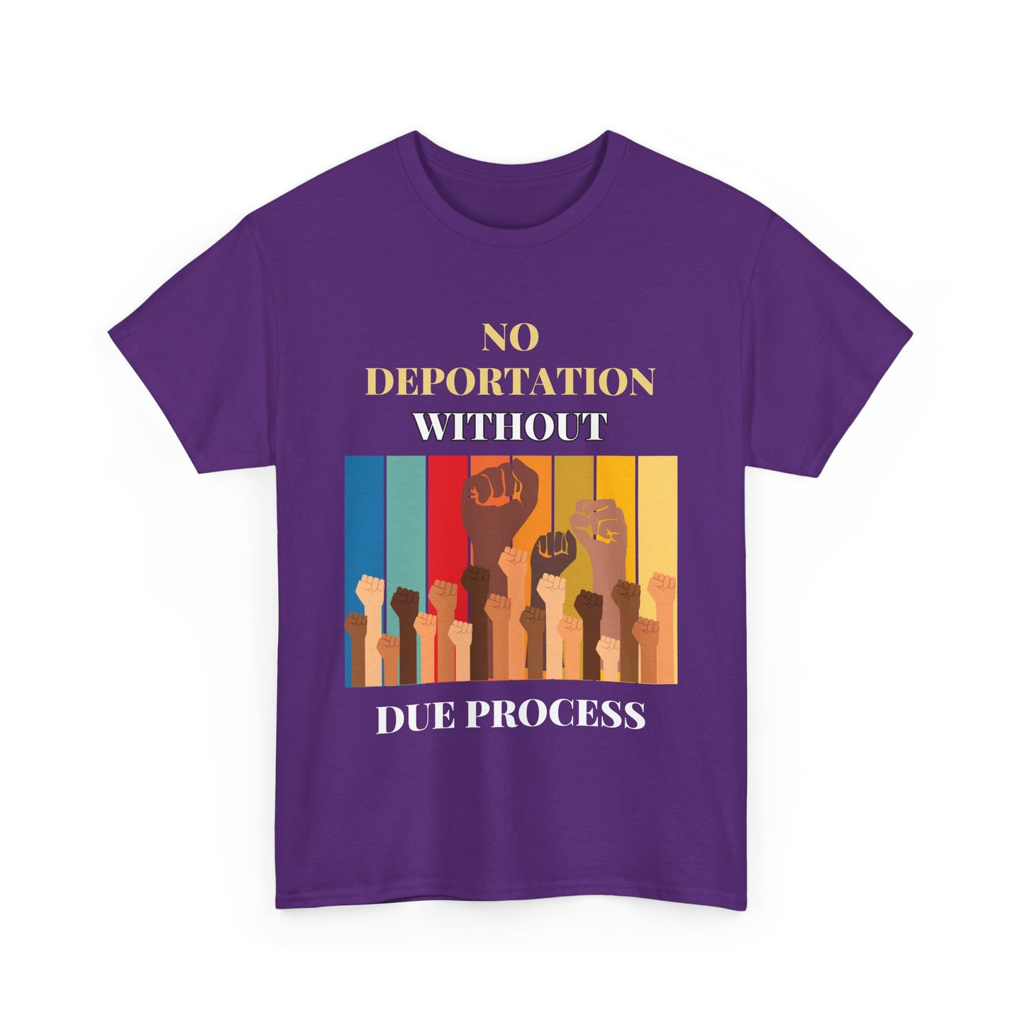 Cotton T-Shirt - "No Deportation Without Due Process" 12 Color Choices