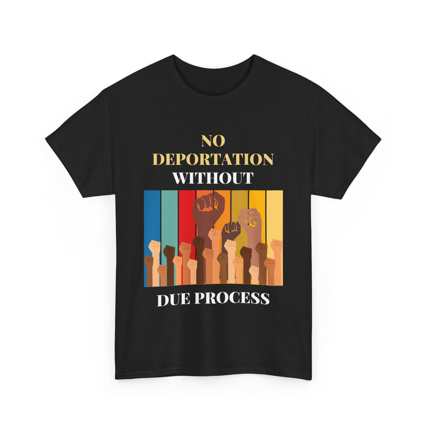 Cotton T-Shirt - "No Deportation Without Due Process" 12 Color Choices