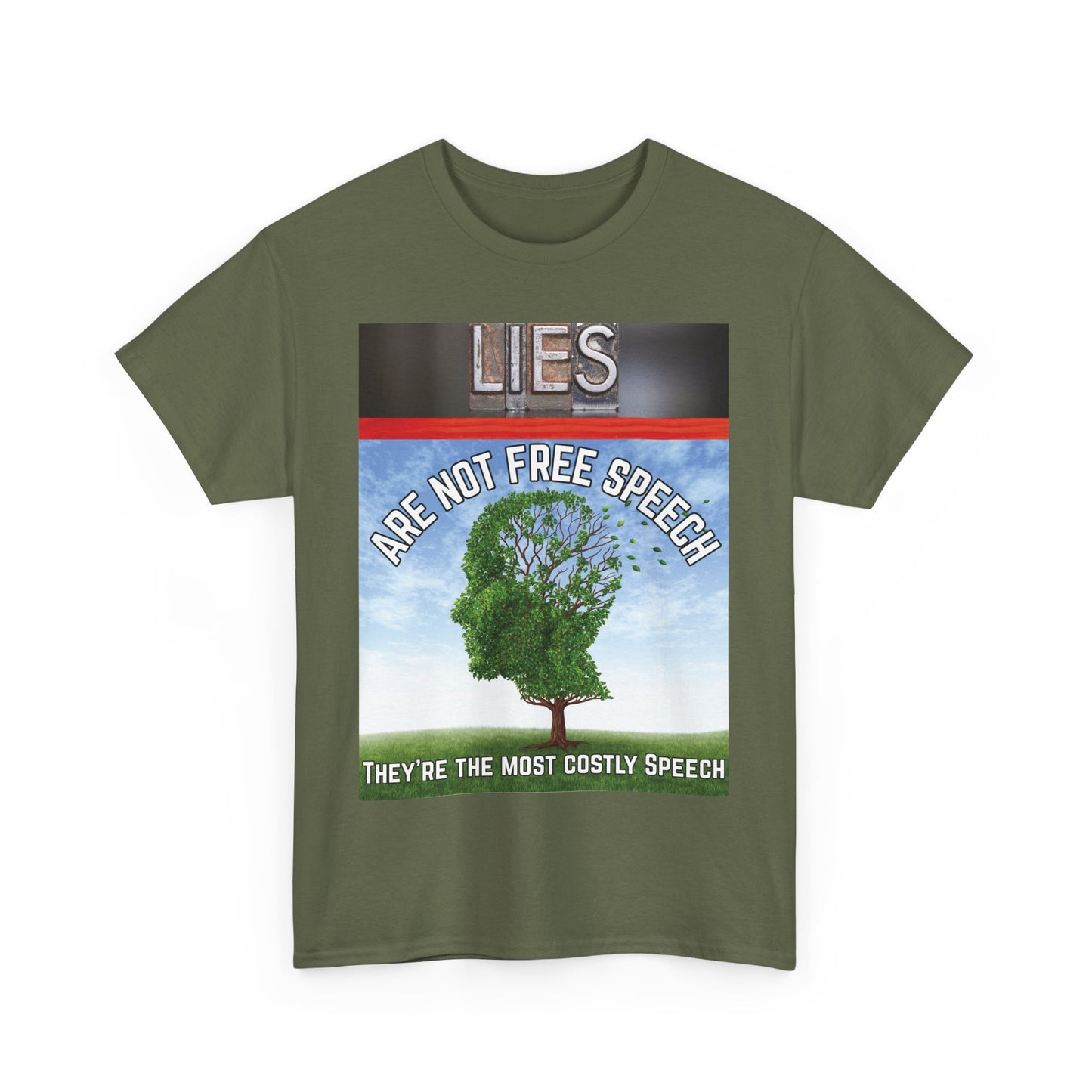Statement Tee: Lies Are Not Free Speech Heavy Cotton