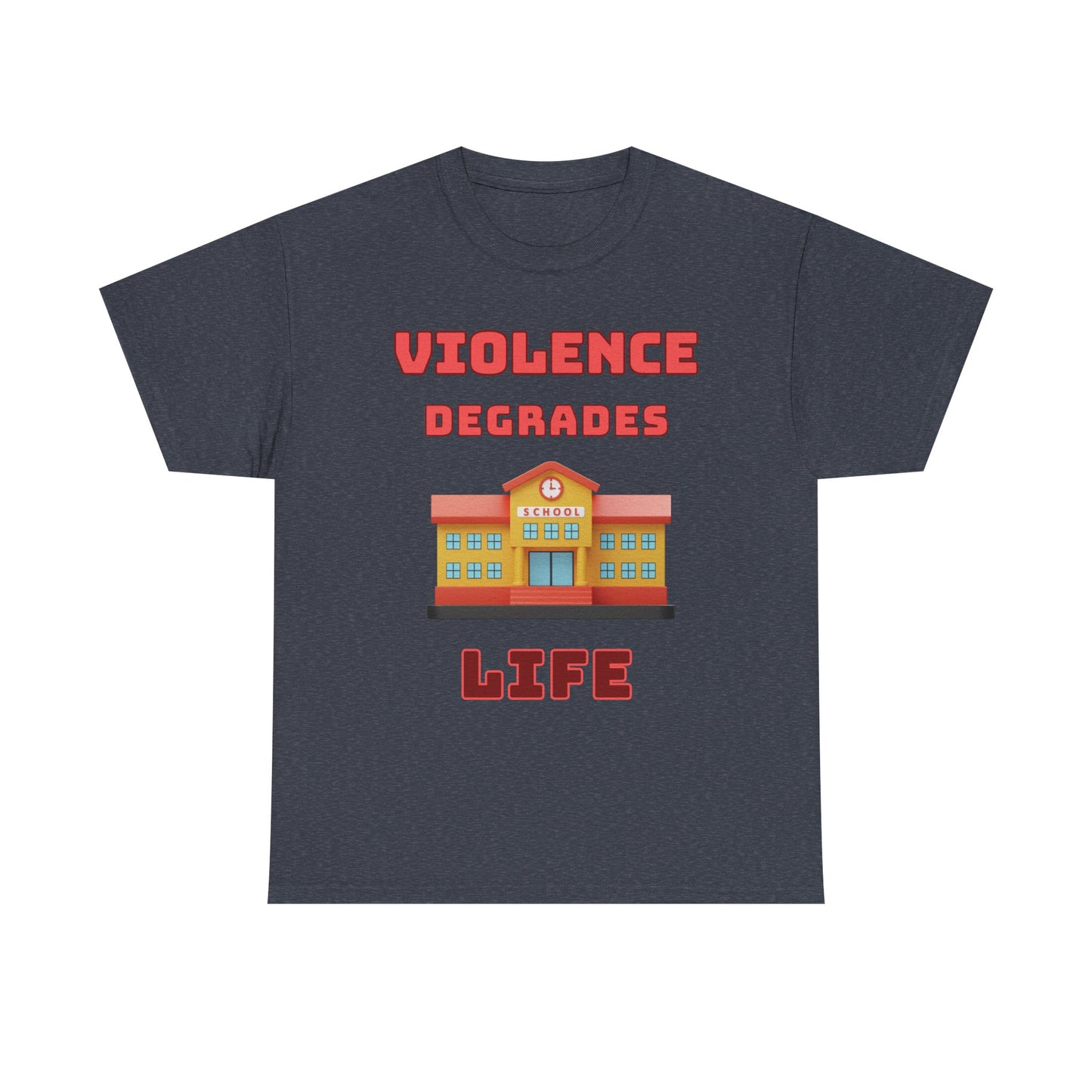 Camiseta de algodón gráfica en 8 colores: «La violencia degrada la vida»