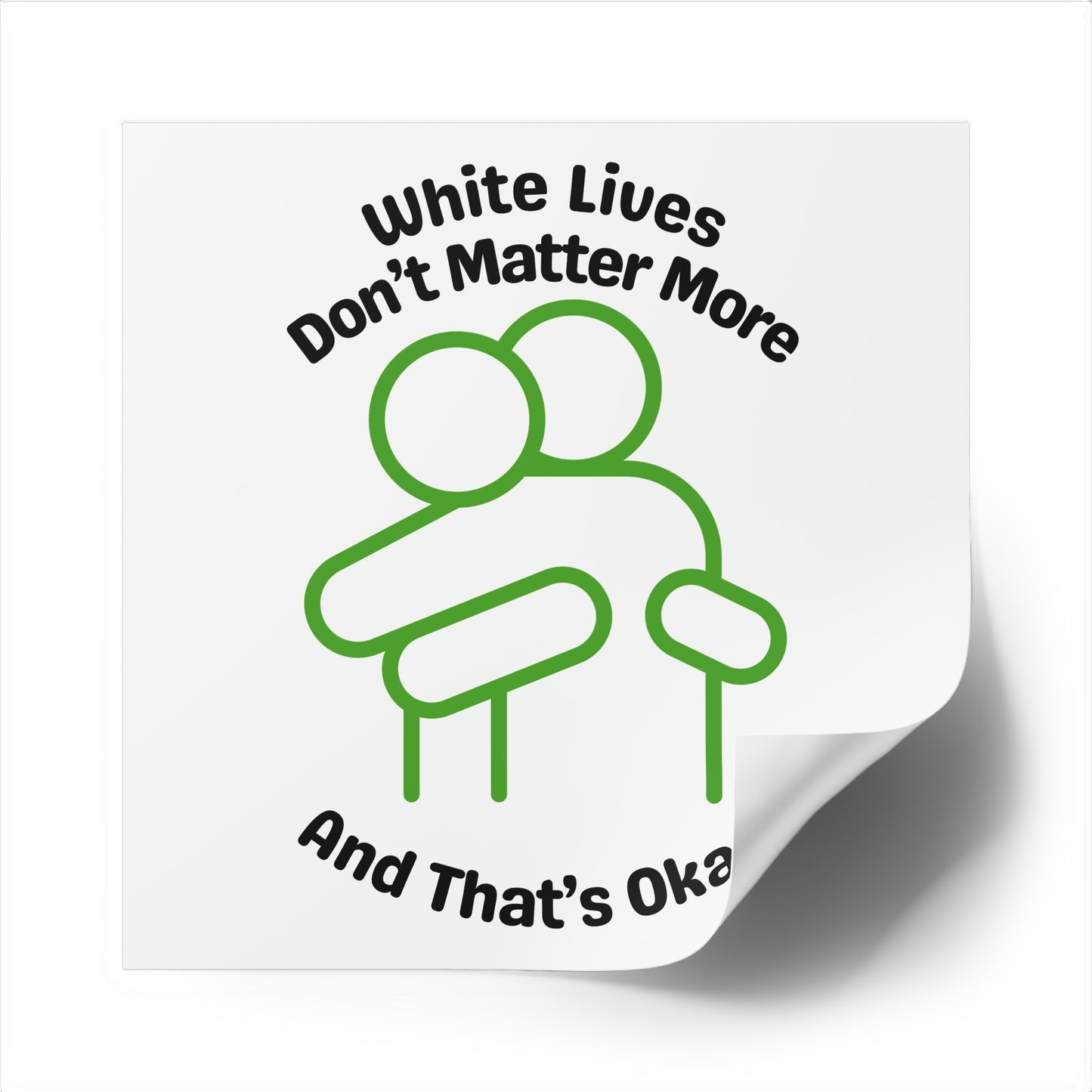 "White Lives Don't Matter More And That's Okay!" Square Stickers, Indoor\Outdoor 2" to 6" Square