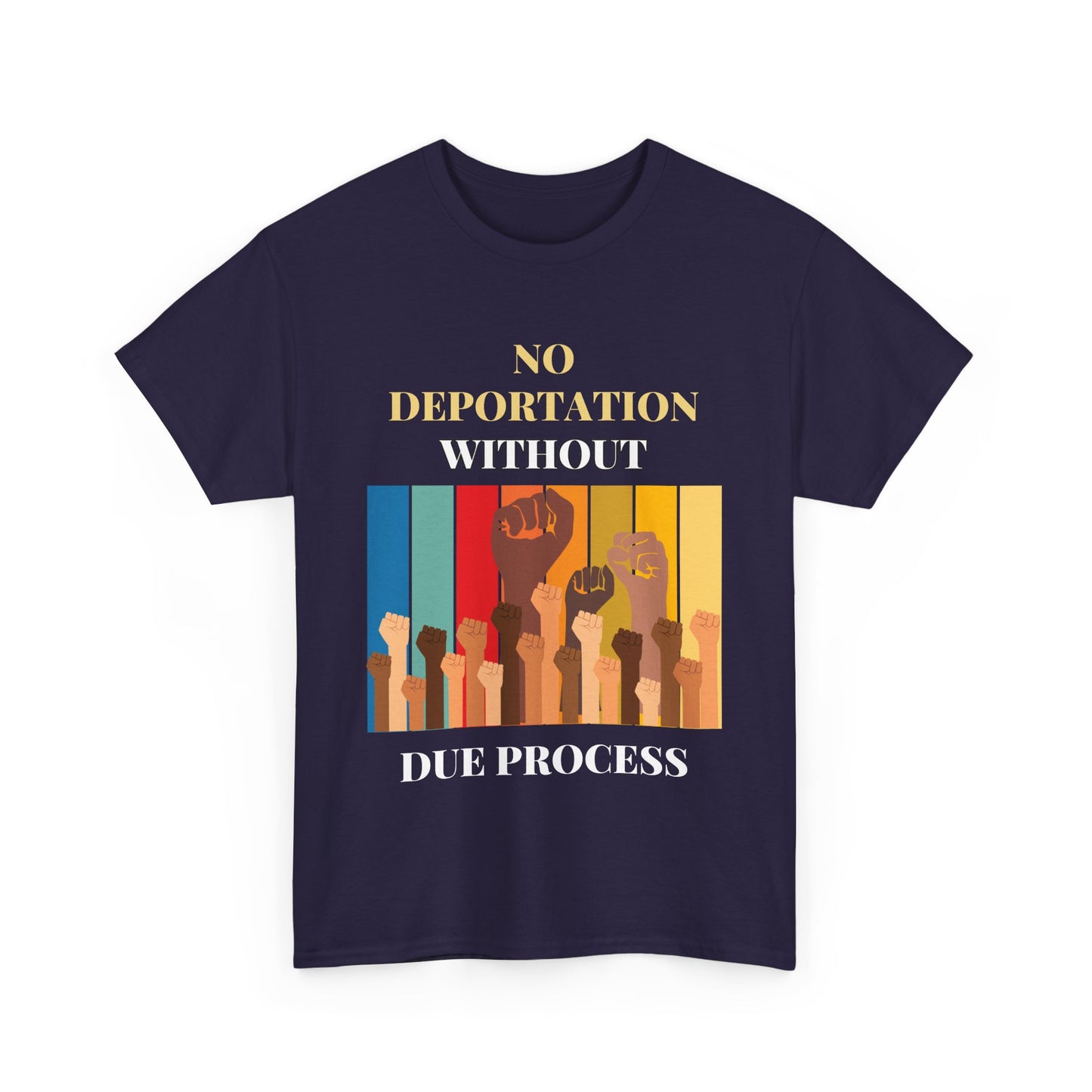 Cotton T-Shirt - "No Deportation Without Due Process" 12 Color Choices