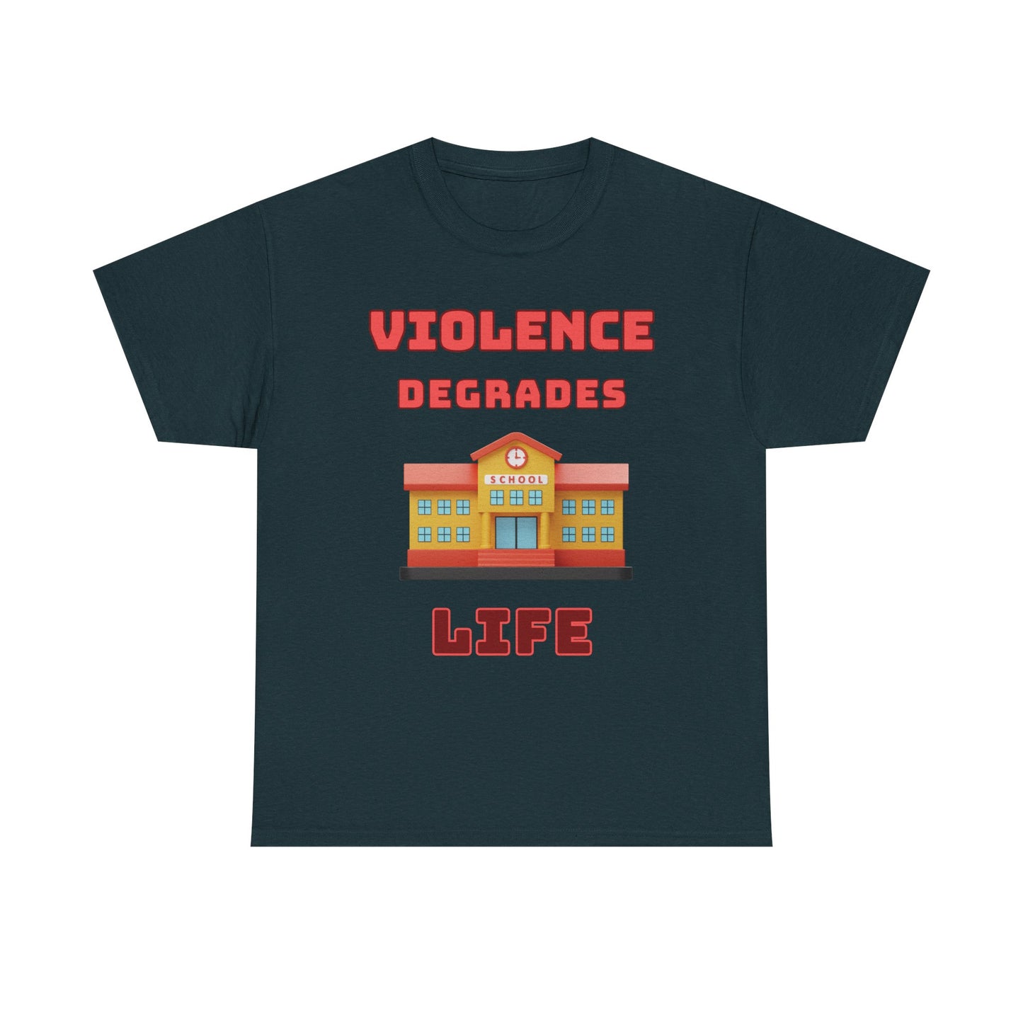 Camiseta de algodón gráfica en 8 colores: «La violencia degrada la vida»