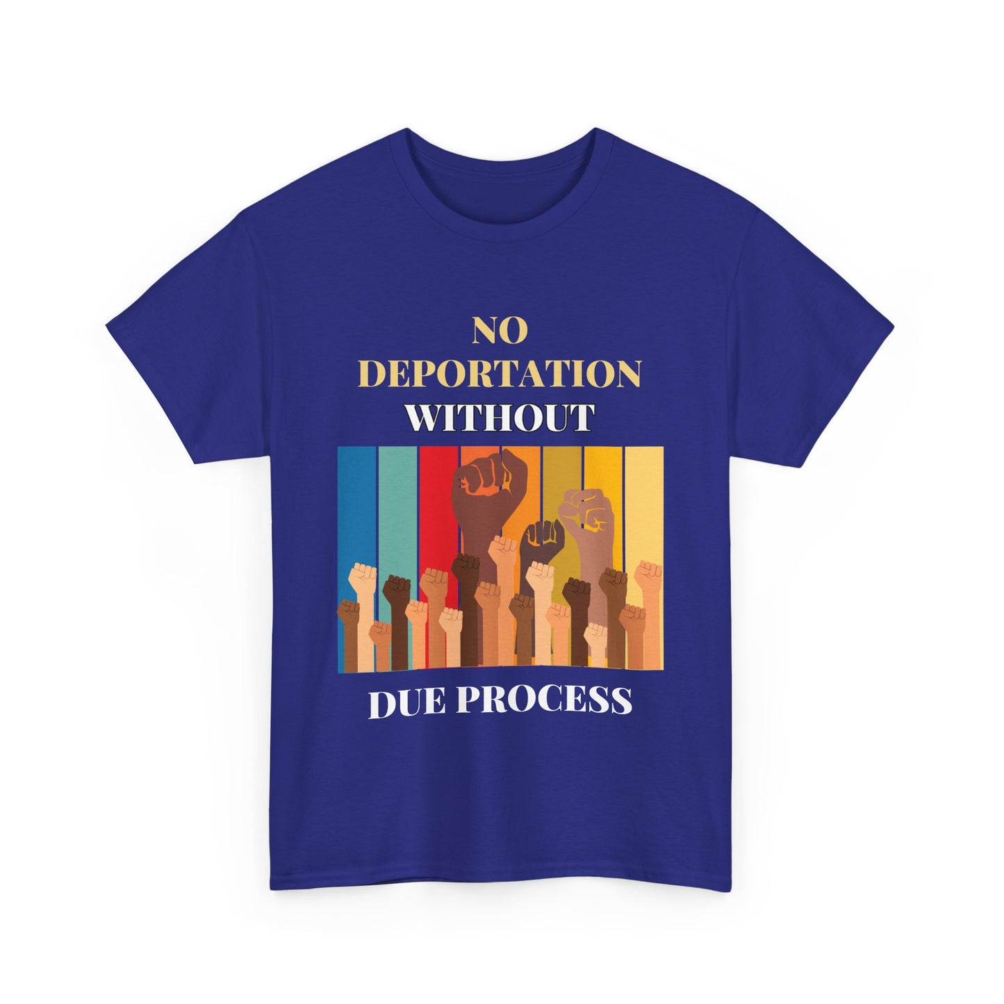 Cotton T-Shirt - "No Deportation Without Due Process" 12 Color Choices