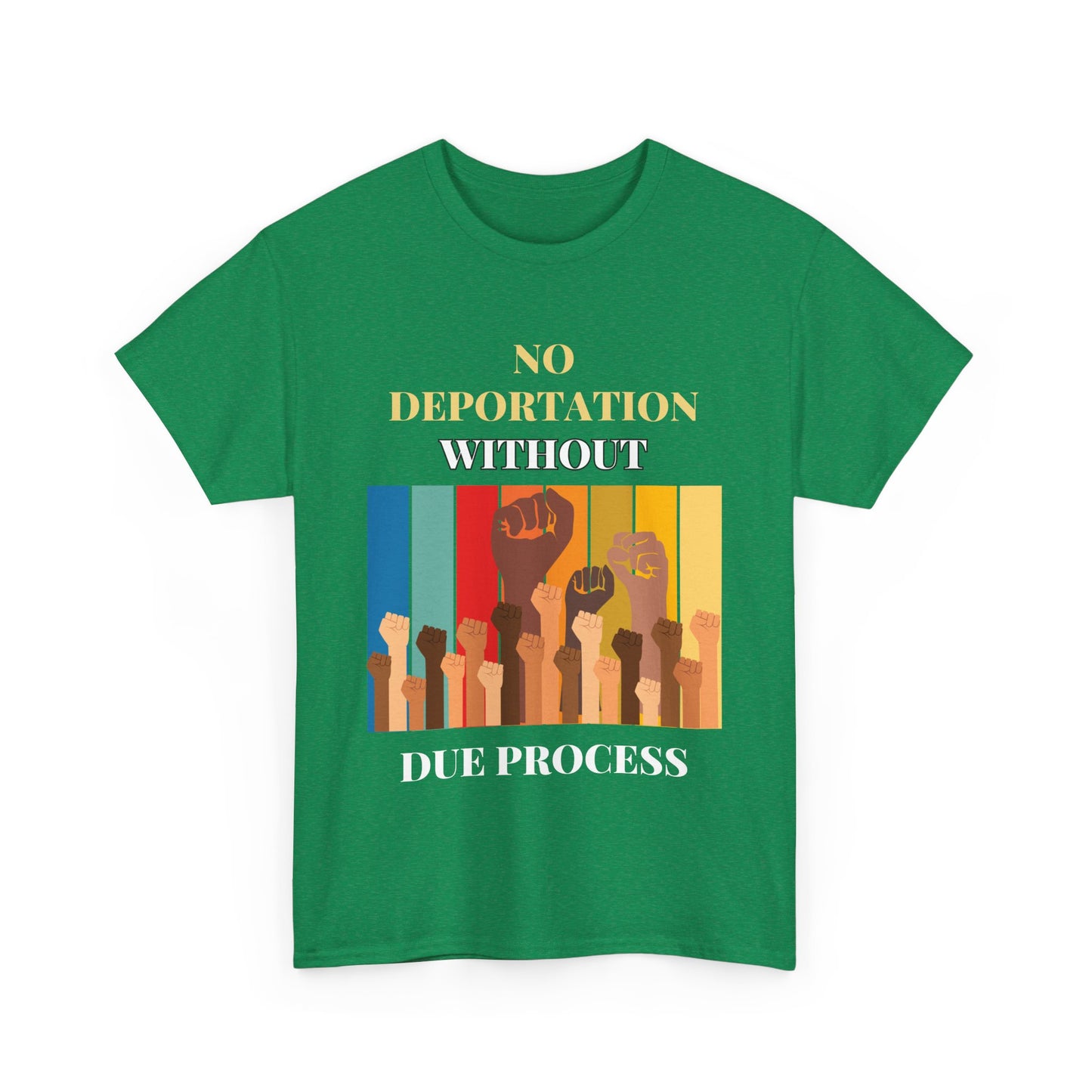 Cotton T-Shirt - "No Deportation Without Due Process" 12 Color Choices
