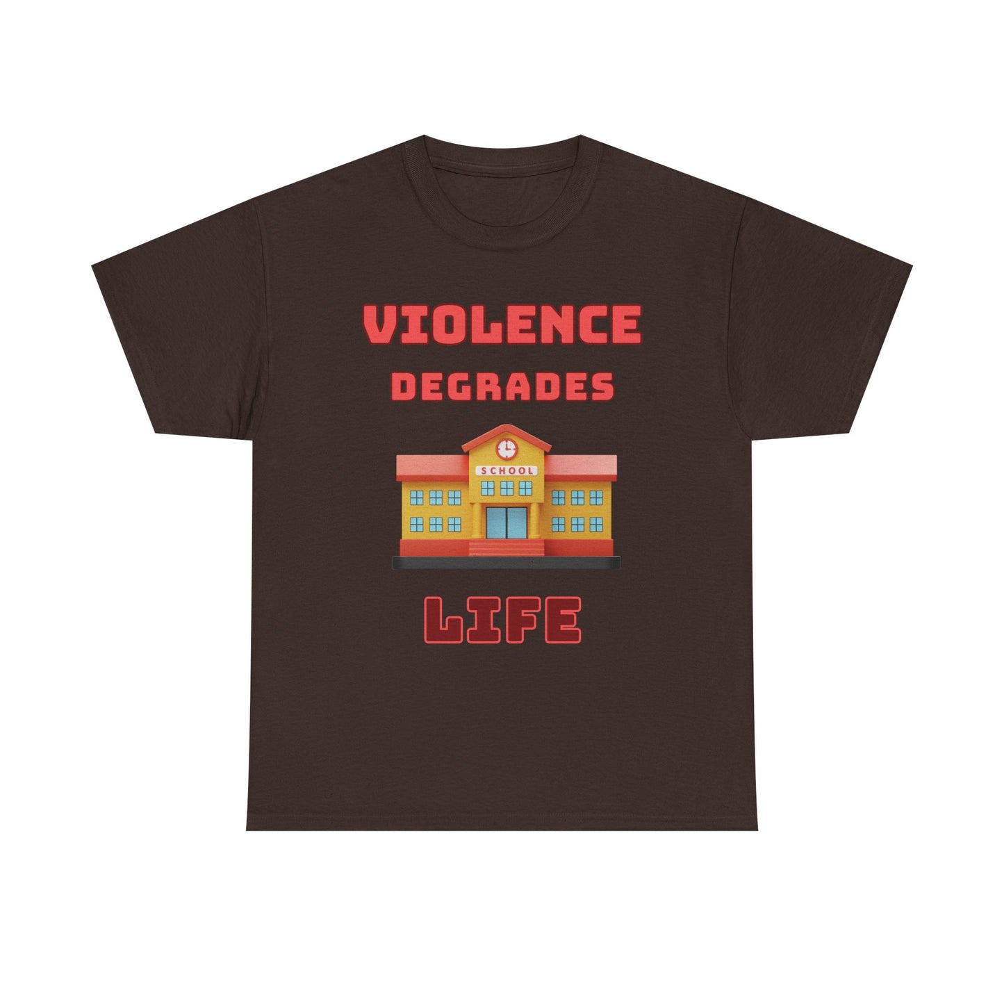 Camiseta de algodón gráfica en 8 colores: «La violencia degrada la vida»