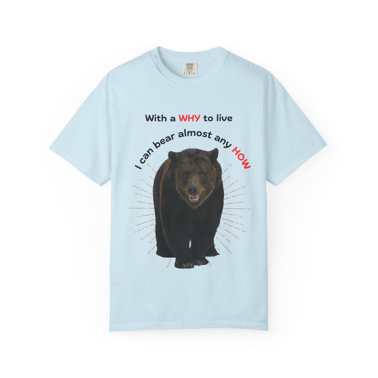 Motivational Bear Tee — "With a WHY to live I can bear almost any HOW"