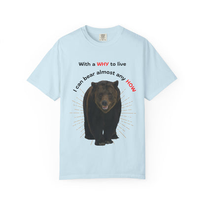 Motivational Bear Tee — "With a WHY to live I can bear almost any HOW"