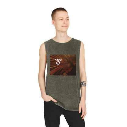 Sleeveless Tank Top Black or Moss Stonewash with "Rage" by Mark Baryla of San Diego