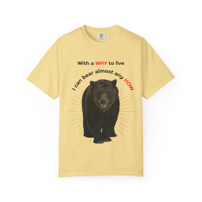 Motivational Bear Tee — "With a WHY to live I can bear almost any HOW"