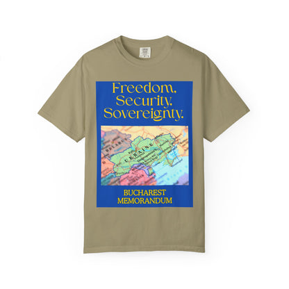 Freedom. Security. Sovereignty. Ukraine Map T-Shirt — Bucharest Memorandum