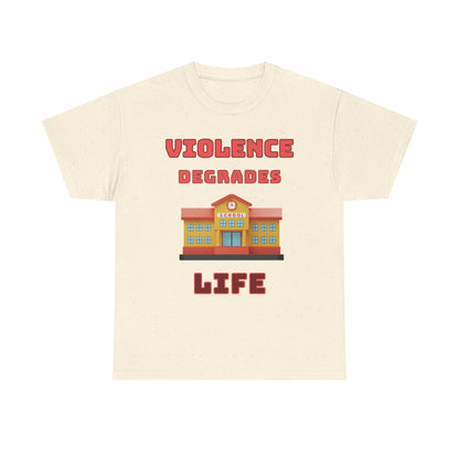 Camiseta de algodón gráfica en 8 colores: «La violencia degrada la vida»