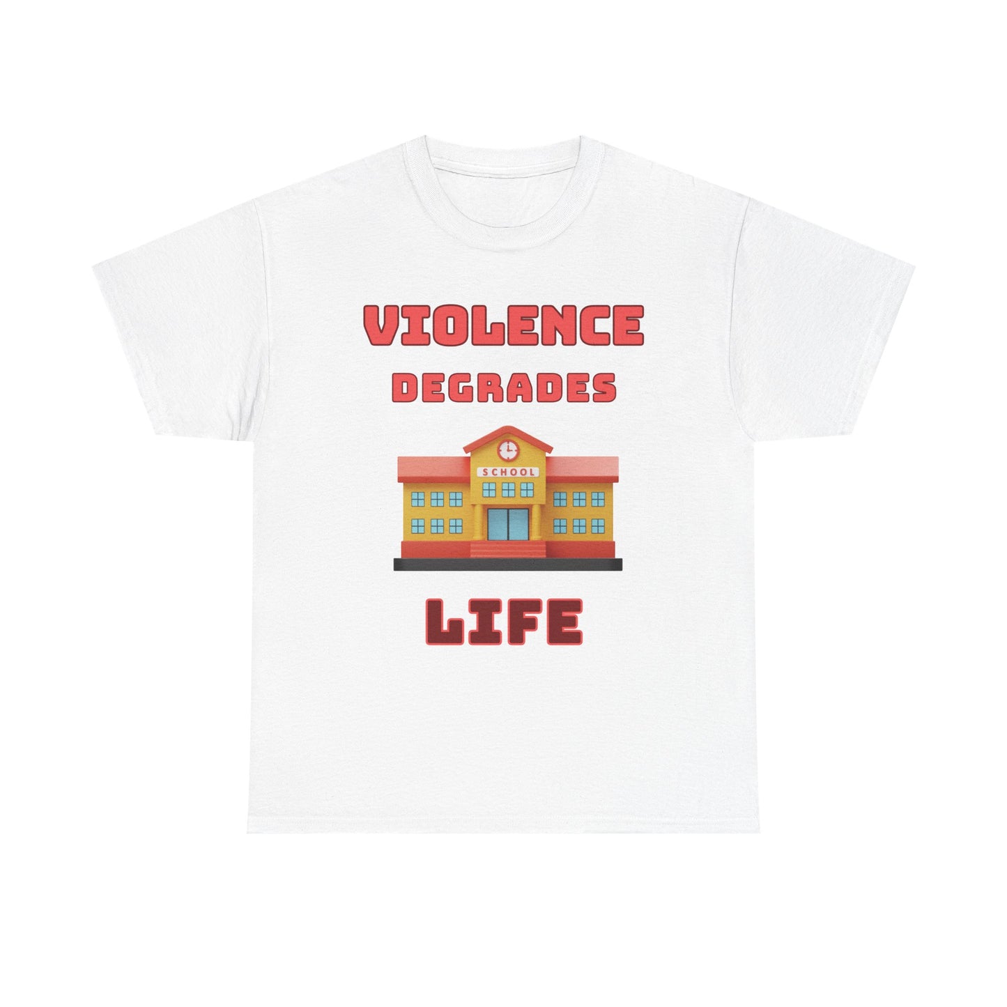 Camiseta de algodón gráfica en 8 colores: «La violencia degrada la vida»