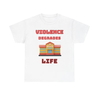 Camiseta de algodón gráfica en 8 colores: «La violencia degrada la vida»