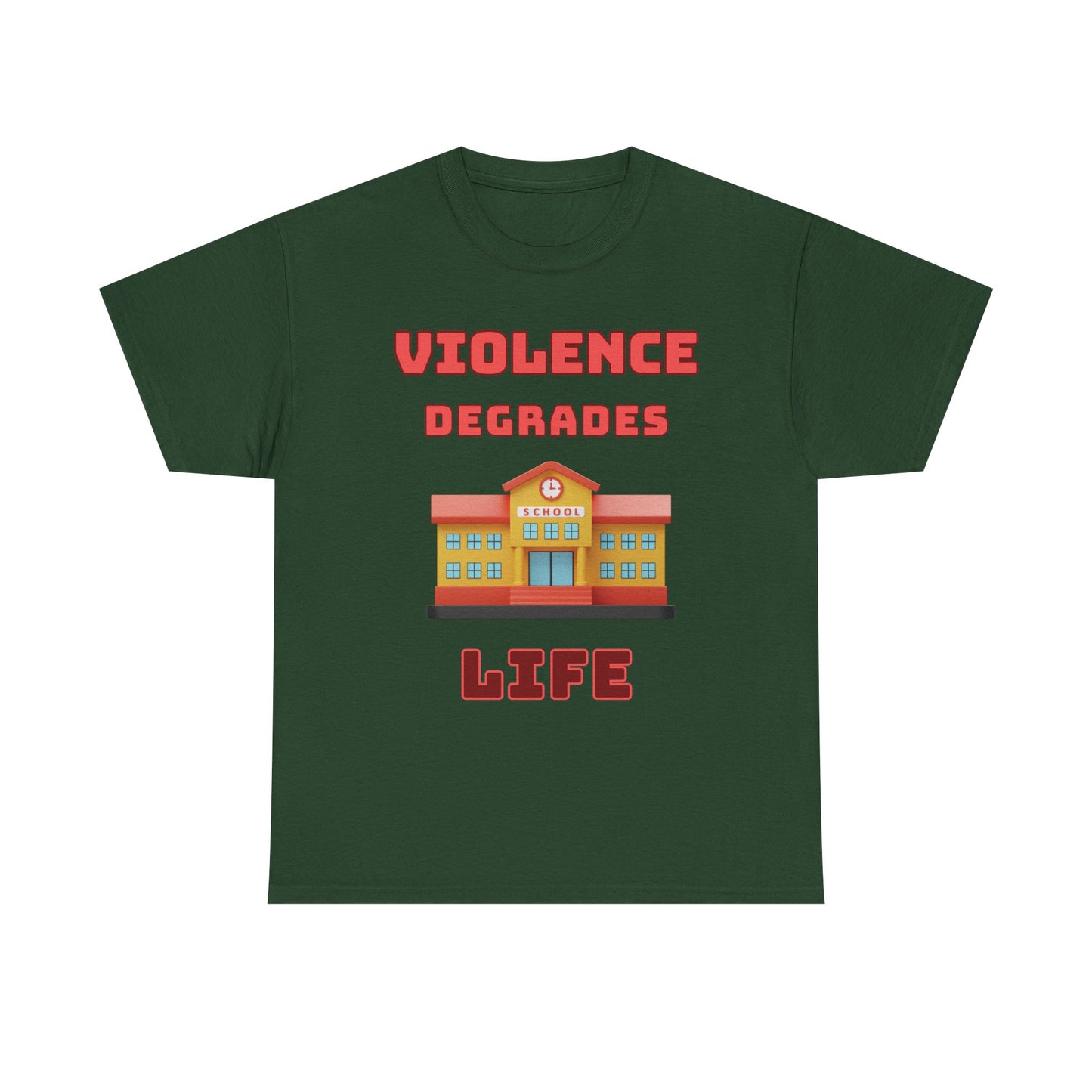 Camiseta de algodón gráfica en 8 colores: «La violencia degrada la vida»