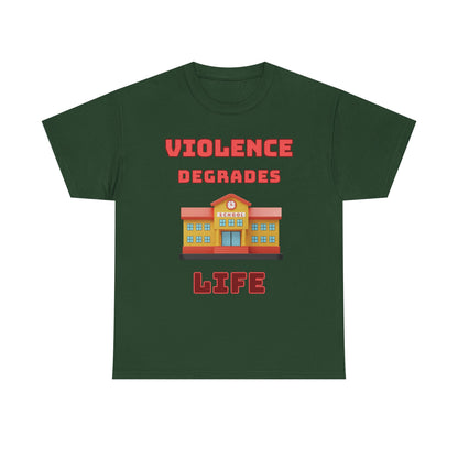 Camiseta de algodón gráfica en 8 colores: «La violencia degrada la vida»