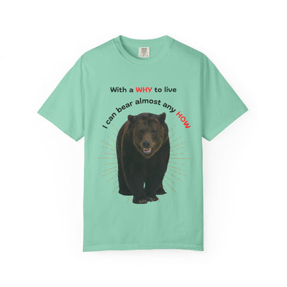 Motivational Bear Tee — "With a WHY to live I can bear almost any HOW"