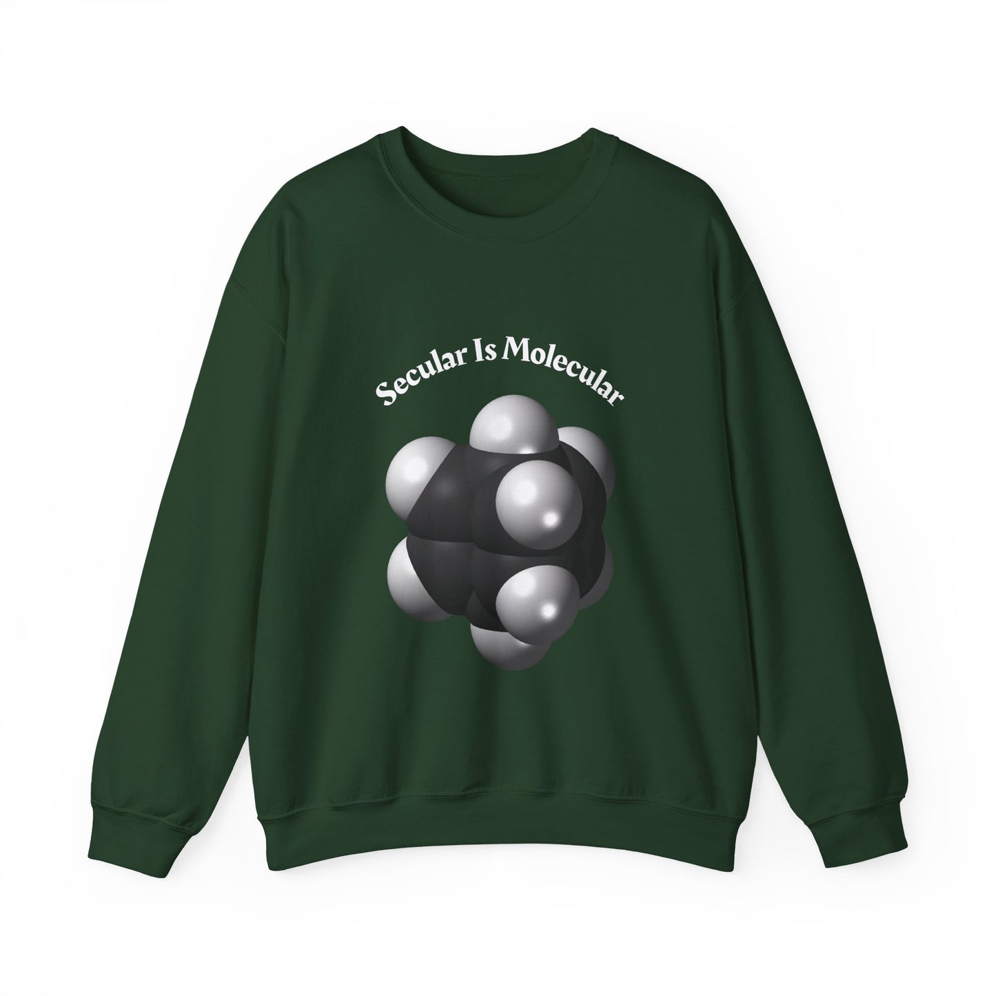 Secular Is Molecular Crewneck Sweatshirt — Science Molecule Graphic Sweatshirt