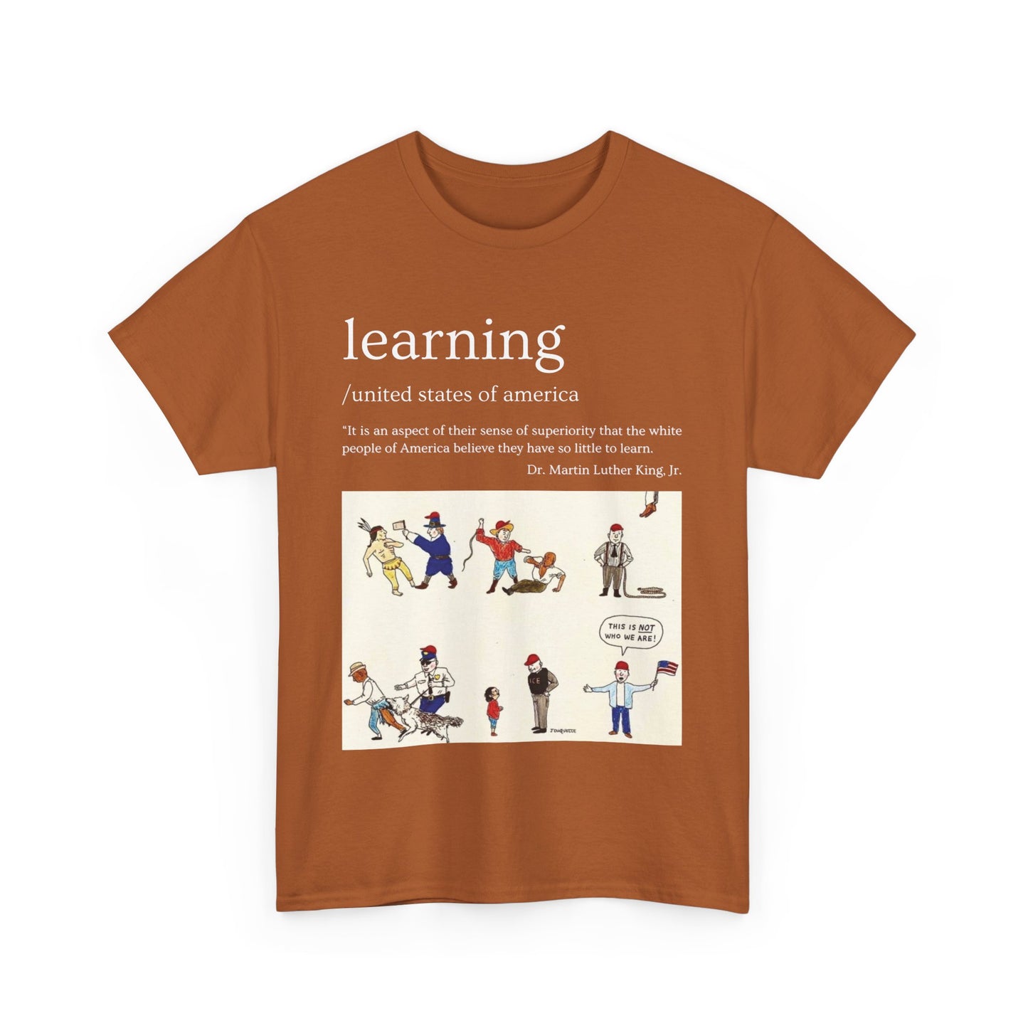 Camiseta con frase "Aprendizaje" del Dr. Martin Luther King Jr. en 13 colores