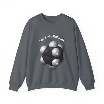 Secular Is Molecular Crewneck Sweatshirt — Science Molecule Graphic Sweatshirt