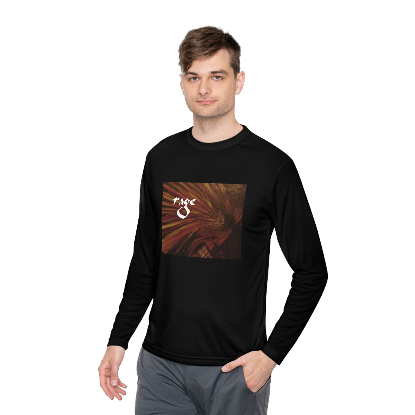 Lightweight Long Sleeve Black T-Shirt "Rage" by Mark Baryla of San Diego