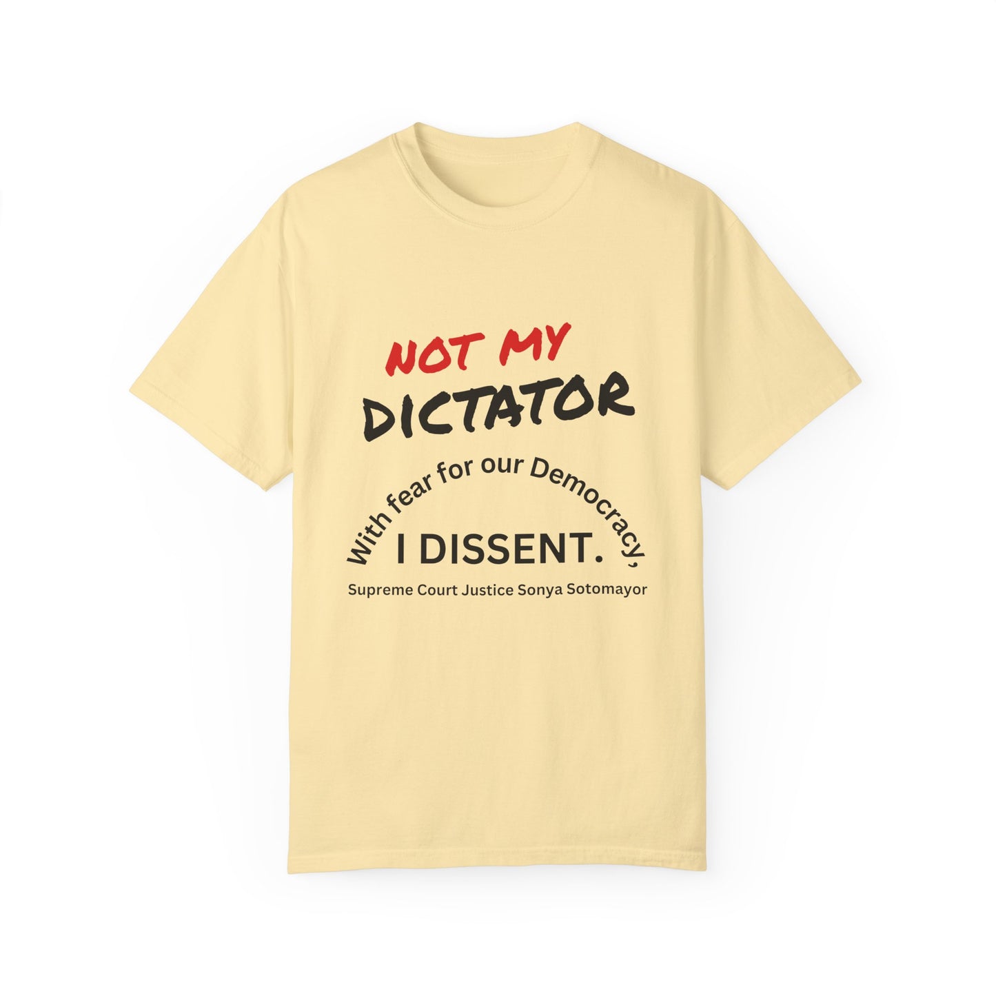 Political T-shirt - 'Not My Dictator' & 'With fear for our Democracy, I Dissent' - 7 Colors