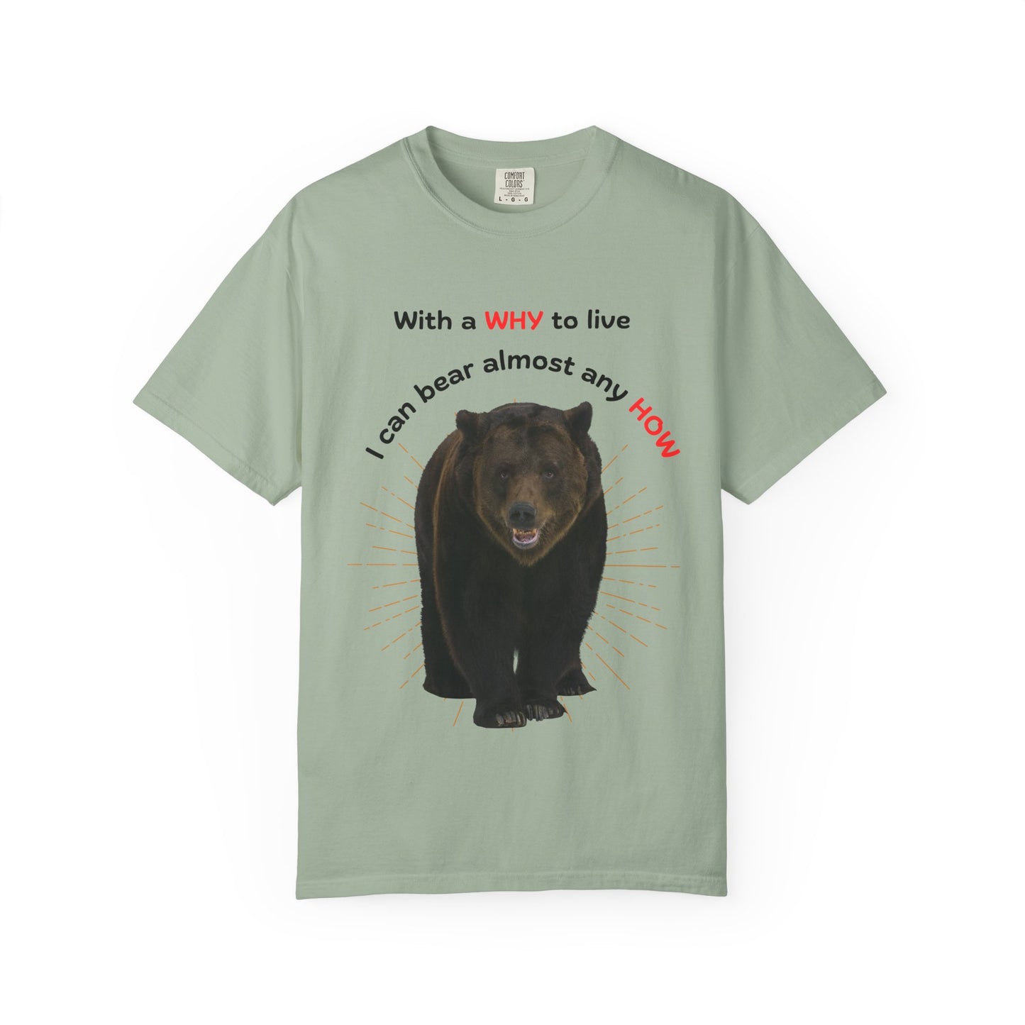 Motivational Bear Tee — "With a WHY to live I can bear almost any HOW"