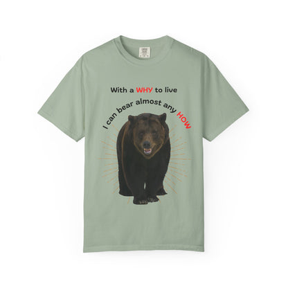 Motivational Bear Tee — "With a WHY to live I can bear almost any HOW"