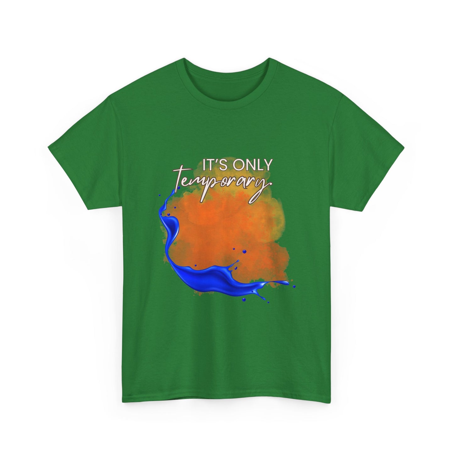 "It's Only Temporary" T‑Shirt, Orange & Blue Graphic