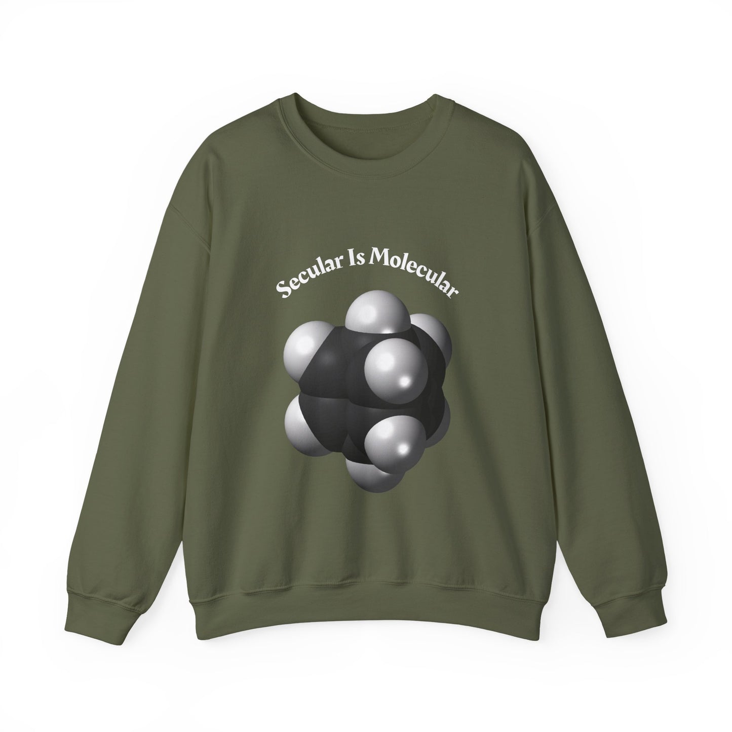 Secular Is Molecular Crewneck Sweatshirt — Science Molecule Graphic Sweatshirt