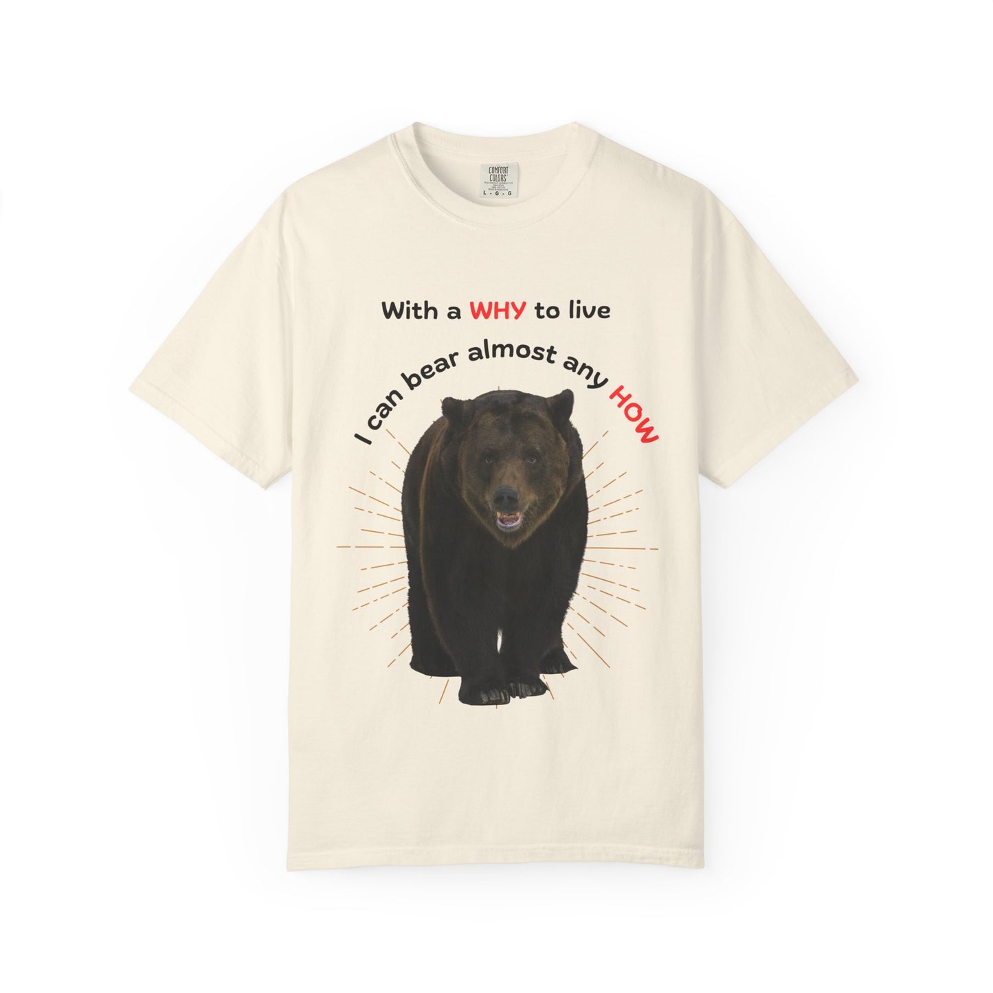 Motivational Bear Tee — "With a WHY to live I can bear almost any HOW"
