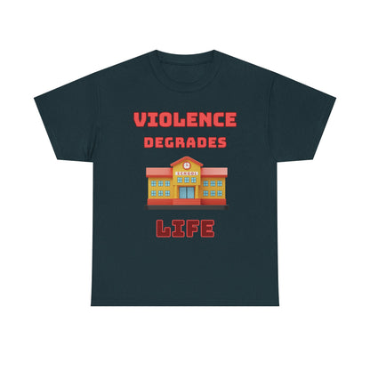 Camiseta de algodón gráfica en 8 colores: «La violencia degrada la vida»