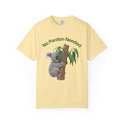 Koala 'No Pardon Needed' T-Shirt — Cute Aussie Wildlife Tee