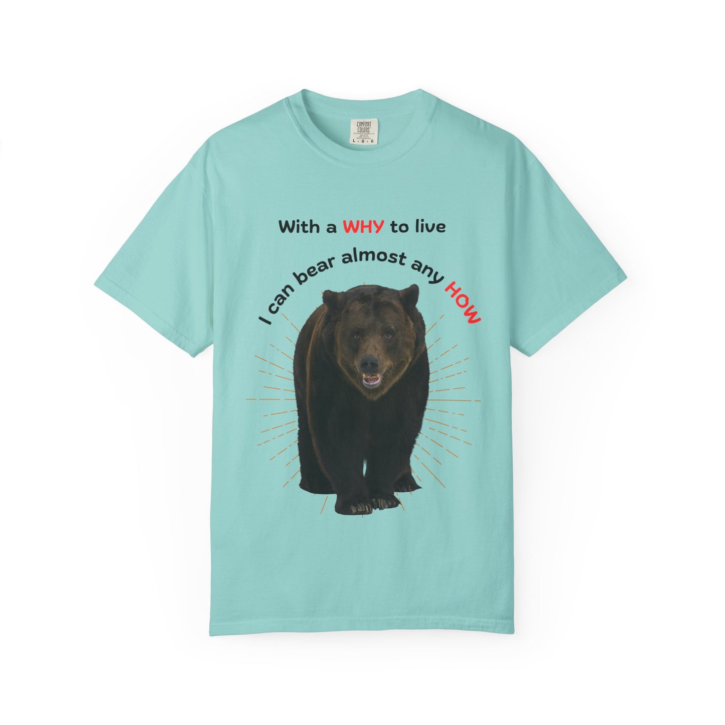 Motivational Bear Tee — "With a WHY to live I can bear almost any HOW"