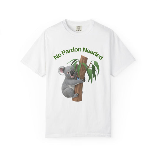 Koala 'No Pardon Needed' T-Shirt — Cute Aussie Wildlife Tee