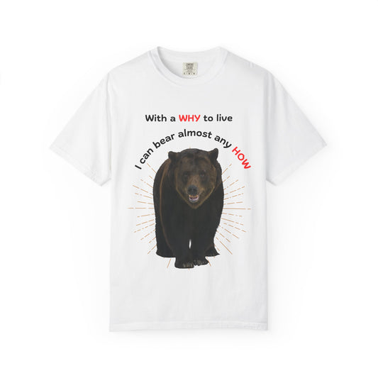 Motivational Bear Tee — "With a WHY to live I can bear almost any HOW"