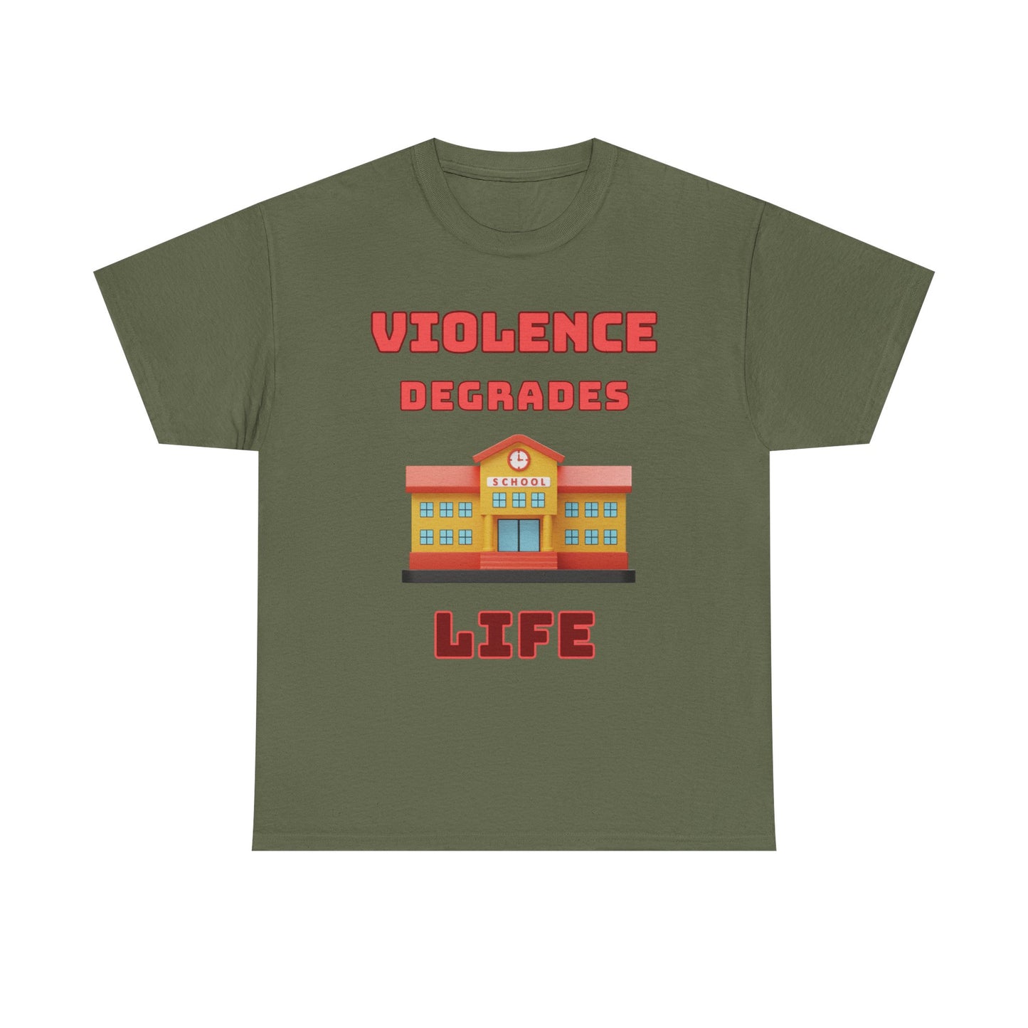 Camiseta de algodón gráfica en 8 colores: «La violencia degrada la vida»