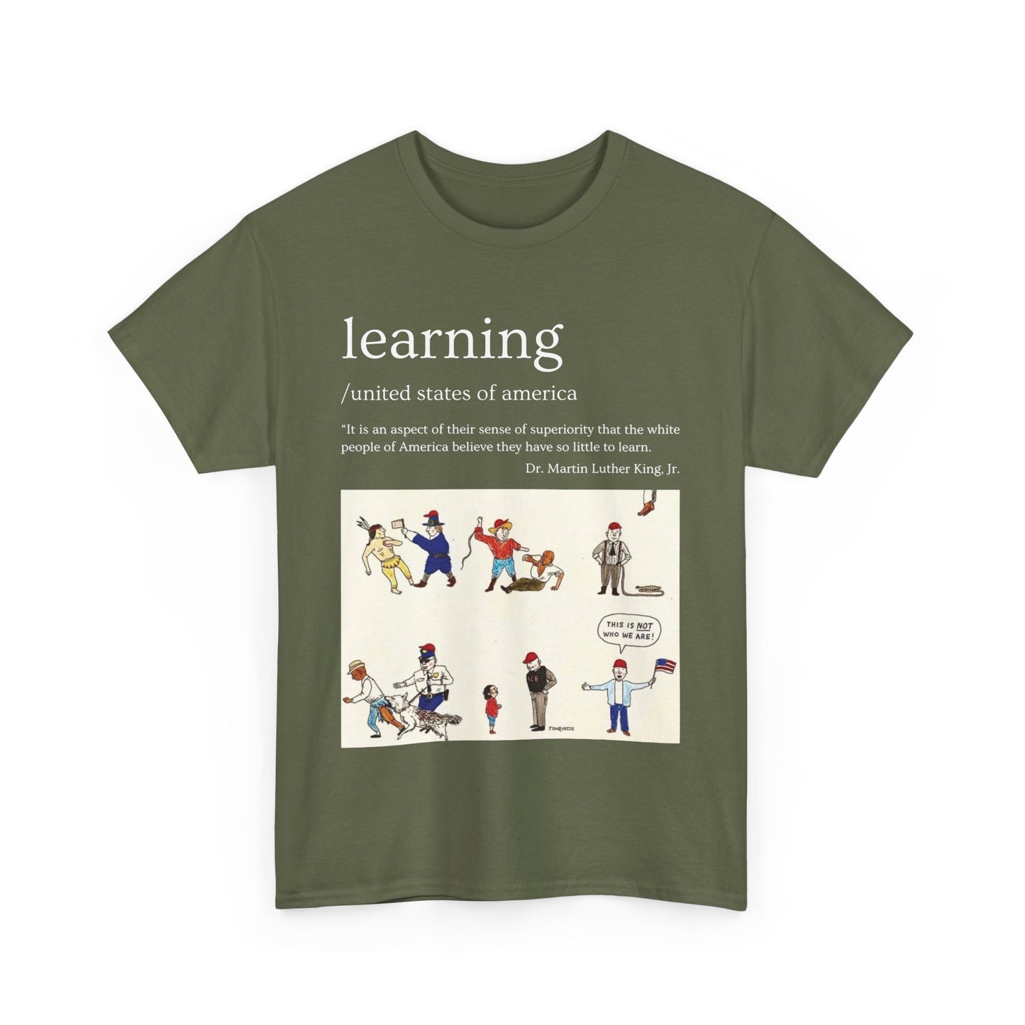 Camiseta con frase "Aprendizaje" del Dr. Martin Luther King Jr. en 13 colores
