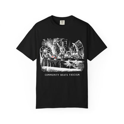Community Beats Fascism Political Statement Tee